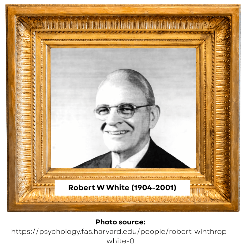 Black-and-white portrait of Robert White, wearing glasses and a suit, set within an ornate gold frame; historic archival image